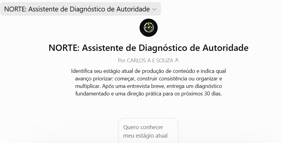 Tela inicial do NORTE, assistente de diagnóstico de autoridade